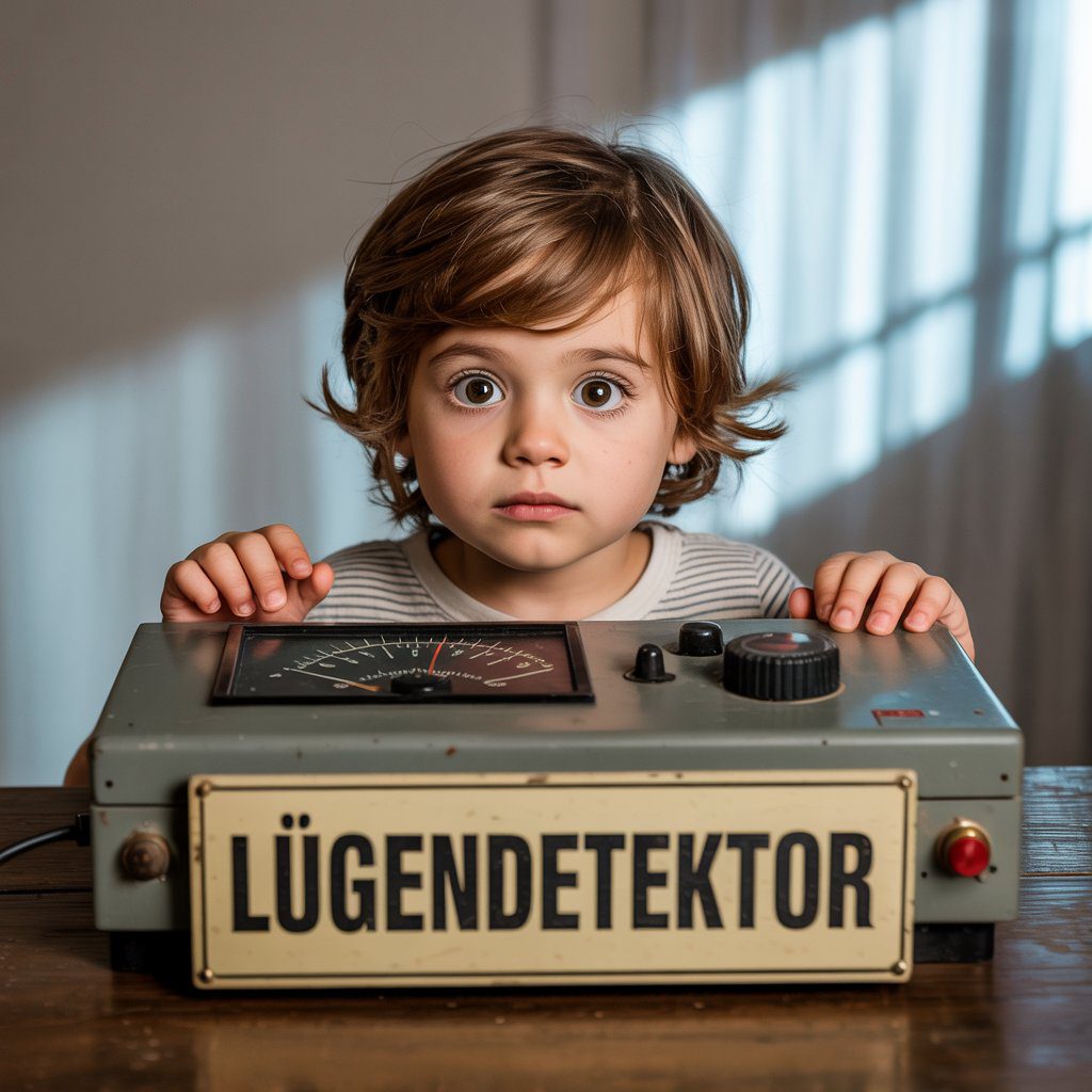 luegendetektor-kindeswohlverfahren-vater-tochter-begutachtung Ein Kind blickt mit ernster Miene auf den Lügendetektor, der im Zentrum eines umstrittenen Kindeswohlverfahrens vor dem Familiengericht steht.