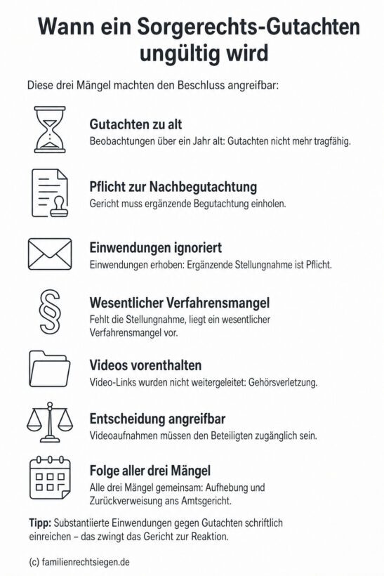 Infografik: Mängel in einem Sorgerechts-Gutachten